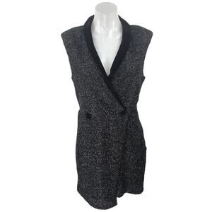 Topshop Women's Tinsel Tuxedo Dress Polyester Black Size S